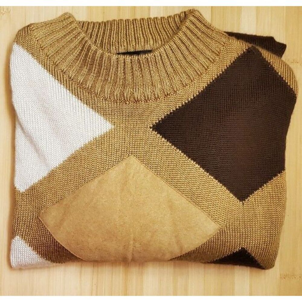 Vintage Metafuori Mens Sweater Diamond Multicolor 3D Texture 2XL